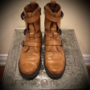 Vince Camuto Leather Moto Ankle Boots